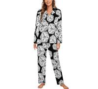 WAFICAC Pyjama D20 Dice pour Femmes, Ensemble de Pyjama à Manches Longues, 2 pièces, vêtements de détente à Boutons, vêtements de Nuit d'automne