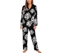 WAFICAC Pyjama Panda Bears I Love Mommy pour Femmes, Ensemble de Pyjamas à Manches Longues, 2 pièces, vêtements de détente à Boutons, vêtements de Nuit d'automne