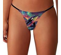 WAFICAC String Respirant GenericKiller Whale Artistic Aurora pour Femmes, sous-vêtement Extensible Taille Basse avec Dos en T, Culotte Invisible