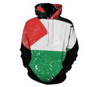 WAFICAC Sweat-Shirt à col Ras du Cou avec Poche Kangourou et Drapeau rétro en Forme de cœur de l'État de Palestine