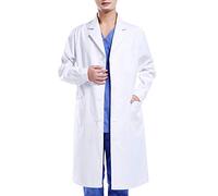 Wafly Blouse Blanche de Laboratoire, Femme Homme Manche Longue Blous de Médecin Médical avec Poche et Bouton,Infirmières Manteaux, pour Scientifique Chimie Lycée étudiant Hospital Industriel,L