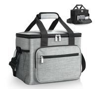 Waflyer Sac à déjeuner isotherme, sac isotherme de 15 L, sac isotherme étanche avec bandoulière réglable, sac fourre-tout pour déjeuner/travail/école/plage/pique-nique/voyage, gris