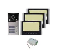 WAFOHSR Caméra De Sonnette Porte Vidéo D'interphone D'immeuble D'habitation 4 Fils 7 Pouces avec 2/3/4 Boutons for Le Système Visiophone Famille HD Audio Bidirectionnel(V7022B-MAS-3)