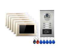 WAFOHSR Caméra RFID D'interphone Vidéo Couleur Filaire Maison 7 ''avec 6/4/3/2 Moniteur Vidéophone for Appartements Audio Bidirectionnel(D KIT)