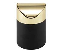WAFOHSR Ensemble De Poubelles À Couvercle Pivotant En Acier Inoxydable Brossé, Mini Comptoir, 304, 1.5 L/0.40 Gal, Poubelle Bureau Noire Et Dorée Stabilité Compacte(Black and gold)