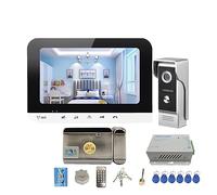 WAFOHSR Interphone Vidéo WiFi 7 Pouces avec Serrure Électrique sans Fil Visiophone for La Sécurité À Domicile Détection De Mouvement Sonnette Audio Bidirectionnel(Set 2 Add 32G TF Card)