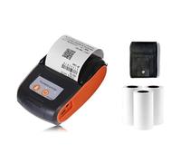 WAFOHSR Mini Imprimante Thermique De Tickets De Caisse sans Fil, Bluetooth, 58mm, Portable, Facture De Billet, Vente Au Détail, avec 3 Rouleaux Facile à Utiliser(Orange)