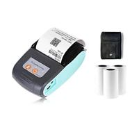 WAFOHSR Mini Imprimante Thermique De Tickets De Caisse sans Fil, Bluetooth, 58mm, Portable, Facture De Billet, Vente Au Détail, avec 3 Rouleaux Facile à Utiliser(Blue)