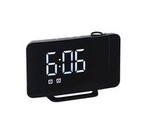 WAFOHSR Radio FM LED Réveil Numérique Intelligent Montre Table Horloges Électroniques De Bureau USB avec Projecteur Temps 180 ° Snooze Projection Claire(White)