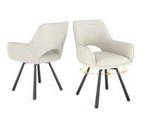 WAFTING Chaise Pivotante 360°Salle à Manger Lot de 2,Peuvent Servir comme Chaise Velours,Chaises de Cuisine,Chaises Salon avec Accoudoirs aux Jambes Métallique,Beige