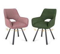 WAFTING Chaise Pivotante 360°Salle à Manger Lot de 2,Peuvent Servir comme Chaise Velours,Chaises de Cuisine,Chaises Salon avec Accoudoirs aux Jambes Métallique,Rose et Vert