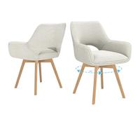 WAFTING Chaise Pivotante 360°Salle à Manger Lot de 2,Peuvent Servir comme Chaise Velours,Chaises de Cuisine,Chaises Salon avec Accoudoirs et Pieds en Bois,Beige