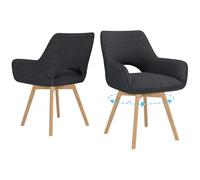 WAFTING Chaise Pivotante 360°Salle à Manger Lot de 2,Peuvent Servir comme Chaise Velours,Chaises de Cuisine,Chaises Salon avec Accoudoirs et Pieds en Bois,Noir