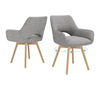 WAFTING Chaise Pivotante 360°Salle à Manger Lot de 2,Peuvent Servir comme Chaise Velours,Chaises de Cuisine,Chaises Salon avec Accoudoirs et Pieds en Bois,Gris