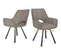WAFTING Chaise Pivotante 360°Salle à Manger Lot de 2,Peuvent Servir comme Chaise Velours,Chaises de Cuisine,Chaises Salon avec Accoudoirs aux Jambes Métallique,Taupe