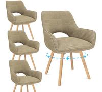 WAFTING Chaise Pivotante 360°Salle à Manger Lot de 4,Peuvent Servir comme Chaise Velours,Chaises de Cuisine,Chaises Salon avec Accoudoirs et Pieds en Bois,Khaki