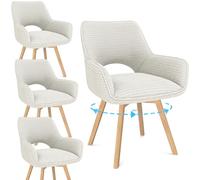 WAFTING Chaise Pivotante 360°Salle à Manger Lot de 4,Peuvent Servir comme Chaise Velours,Chaises de Cuisine,Chaises Salon avec Accoudoirs et Pieds en Bois,Beige