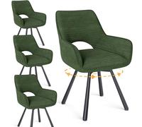 WAFTING Chaise Pivotante 360°Salle à Manger Lot de 4,Peuvent Servir comme Chaise Velours,Chaises de Cuisine,Chaises Salon avec Accoudoirs aux Jambes Métallique,Vert