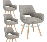 WAFTING Chaise Pivotante 360°Salle à Manger Lot de 4,Peuvent Servir comme Chaise Velours,Chaises de Cuisine,Chaises Salon avec Accoudoirs et Pieds en Bois,Taupe