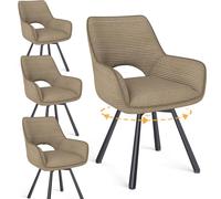 WAFTING Chaise Pivotante 360°Salle à Manger Lot de 4,Peuvent Servir comme Chaise Velours,Chaises de Cuisine,Chaises Salon avec Accoudoirs aux Jambes Métallique,Khaki