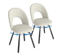 WAFTING Chaise pivotante Salle à Manger Lot de 2,chaises rembourrée en Lin,avec Pieds en métal,Chaise de Table a Manger avec Dossier ajouré, adaptée Cuisine,chaises Salon，Gris Clair