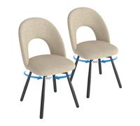 WAFTING Chaise pivotante Salle à Manger Lot de,2,chaises rembourrée en Lin,avec Pieds en métal,Chaise de Table a Manger avec Dossier ajouré, adaptée Cuisine,chaises Salon，Marron Clair