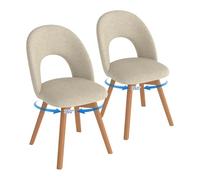 WAFTING Chaise pivotante Salle à Manger Lot de 2, chaises rembourrée en Lin, chaises Pied en Bois, Chaise de Table a Manger avec Dossier ajouré, adaptée Cuisine,chaises Salon，Marron Clair