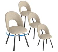 WAFTING Chaise pivotante Salle à Manger Lot de 4,chaises rembourrée en Lin,avec Pieds en métal,Chaise de Table a Manger avec Dossier ajouré, adaptée Cuisine,chaises Salon，Marron Clair