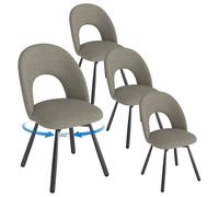 WAFTING Chaise pivotante Salle à Manger Lot de 4,chaises rembourrée en Lin,avec Pieds en métal,Chaise de Table a Manger avec Dossier ajouré, adaptée Cuisine,chaises Salon，Gris foncé