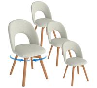 WAFTING Chaise pivotante Salle à Manger Lot de 4, chaises rembourrée en Lin, chaises Pied en Bois, Chaise de Table a Manger avec Dossier ajouré, adaptée Cuisine,chaises Salon，Gris Clair