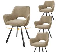 WAFTING Chaise Pivotante Salle a Manger Lot de 4,Peuvent Servir comme Chaise Velours,Chaise de Cuisine,Chaise Salon,Chaise avec Accoudoirs aux Jambes Métallique,Chaise Bouclette,Khaki