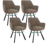 WAFTING Chaise Salle à Manger Lot de 4,Chaise pivotante 180°avec accoudoirs,Chaise Velours de Cuisine Rembourrées avec Dossier Convient Aussi au Salon et la Salle de réception,Marron