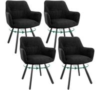 WAFTING Chaise Salle à Manger Lot de 4,Chaise pivotante 360°avec accoudoirs,Chaise Velours de Cuisine Rembourrées avec Dossier Convient Aussi au Salon et la Salle de réception,Noir