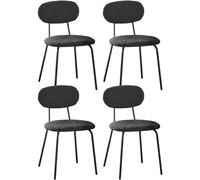 WAFTING Chaises de Salle à Manger Lot de 4, Chaise de Cuisine Empilables, avec Coussin en Tissu Teddy et Pieds Métalliques, pour la Salle à Manger, Cuisine, Salon, Chambre-Noir