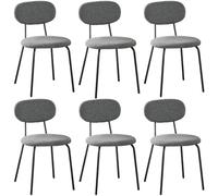 WAFTING Chaises de Salle à Manger Lot de 6, Chaise de Cuisine Empilables, avec Coussin en Tissu Teddy et Pieds Métalliques, pour la Salle à Manger, Cuisine, Salon, Chambre-Gris Foncé