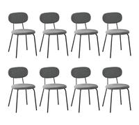 WAFTING Chaises de Salle à Manger Lot de 8, Chaise de Cuisine Empilables, avec Coussin en Tissu Teddy et Pieds Métalliques, pour la Salle à Manger, Cuisine, Salon, Chambre-Gris Foncé