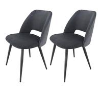 WAFTING Lot de 2 Chaises de Salle à Manger, Chaise avec Velours Côtelé en Éponge Épaisse, Chaise de Cuisine avec Pieds Métalliques Séparés, pour Salle à Manger, Cuisine et Réception, Noir