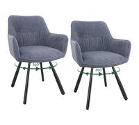 WAFTING Lot de 2 Chaises de Salle à Manger,Chaise pivotante 360°avec accoudoirs,Chaise Velours de Cuisine Rembourrées avec Dossier Convient Aussi au Salon et la Salle de réception,Gris