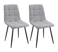 WAFTING Lot de 2 Chaises de Salle à Manger, Chaises Rembourrées avec Dossier Haut, Chaises de Cuisine Carré avec Base en Métal, pour la Salle à Manger, Salon, Cuisine et Réception, Gris