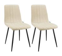 WAFTING Lot de 2 chaises de Salle à Manger rembourrées à Dossier Haut avec Pied en métal pour Salle à Manger, Salon, Cuisine, Chambre à Coucher et Salle de réception Beige