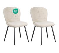 WAFTING Lot de 2 Chaises de Salle à Manger, Design Coquille en Chenille Doux, Pieds Métal, Confort Moderne pour Maison et Bureau, Beige