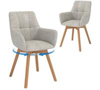 WAFTING Lot de 2 Chaises de Salle à Manger Pivotantes avec Accoudoirs Pieds en Bois Dossier en Fausse Laine d’Agneau Gris
