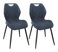 WAFTING Lot de 2 Chaises de Salle à Manger, Rembourrées, avec Dossier Haut, en Tissu et Pieds en Métal Laqué Noir, pour Salle à Manger, Chambre à Coucher et Réception, Noir Clair