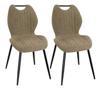 WAFTING Lot de 2 Chaises de Salle à Manger, Rembourrées, avec Dossier Haut, en Tissu et Pieds en Métal Laqué Noir, pour Salle à Manger, Chambre à Coucher et Réception, Marron