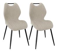 WAFTING Lot de 2 Chaises de Salle à Manger, Rembourrées, avec Dossier Haut, en Tissu et Pieds en Métal Laqué Noir, pour Salle à Manger, Chambre à Coucher et Réception, Kaki