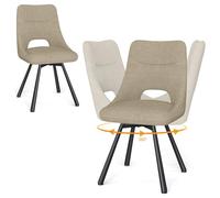 WAFTING Lot de 2 Chaises Pivotantes de Restaurant, Pivotantes à 360°, Chaises de Salle à Manger Rembourrées avec Dossier Ajouré, pour Salle à Manger, Cuisine, Salon, Café et Réception, Kaki