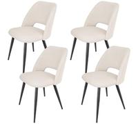 WAFTING Lot de 4 chaises de Salle à Manger en Velours côtelé avec Rembourrage en Velours côtelé épais et Pieds en métal séparés, pour Salle à Manger, Salon, Chambre à Coucher et réception, Beige