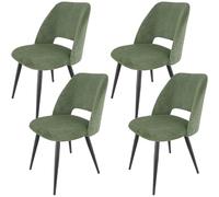 WAFTING Lot de 4 chaises de Salle à Manger en Velours côtelé avec Rembourrage en Velours côtelé épais et Pieds en métal séparés, pour Salle à Manger, Salon, Chambre à Coucher et réception, Vertes