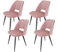 WAFTING Lot de 4 chaises de Salle à Manger en Velours côtelé avec Rembourrage en Velours côtelé épais et Pieds en métal séparés, pour Salle à Manger, Salon, Chambre à Coucher et réception, Roses