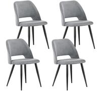 WAFTING Lot de 4 Chaises de Salle à Manger, Chaise avec Velours Côtelé en Éponge Épaisse, Chaise de Cuisine avec Pieds Métalliques Séparés, pour Salle à Manger, Cuisine et Réception, Gris